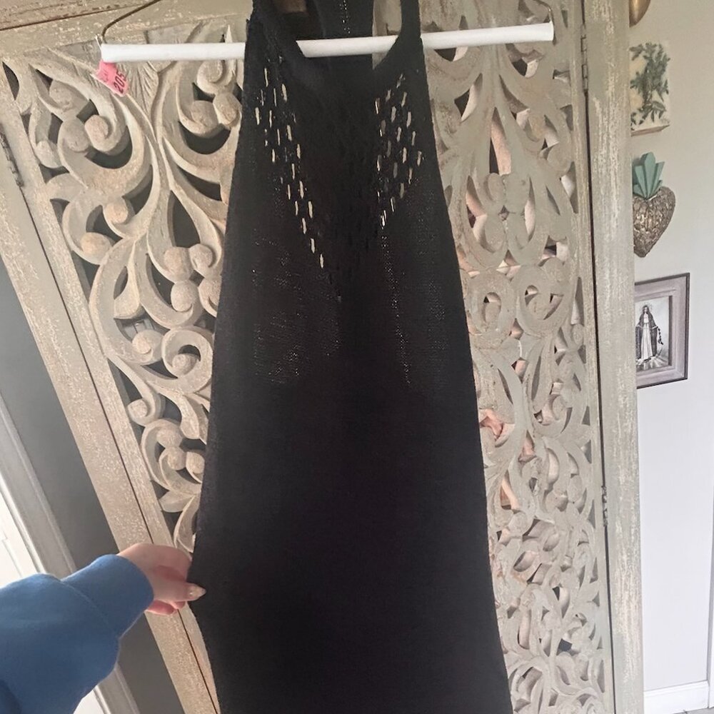 Black Knit Maxi Halter Dress